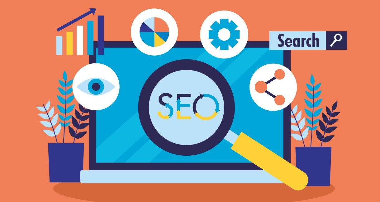search engine optimization mobile analysis marketing diagram search engine optimization vector illustration